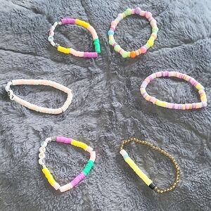 NEW Colorful Beaded Pastel Colors Friendship Bracelets Set Of 6